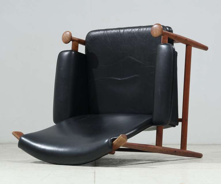 Finn Juhl Bwana Chair In Black Leather 2