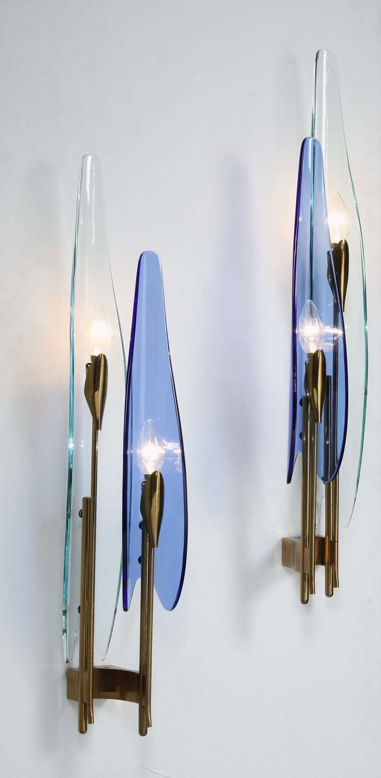 Mid-Century Modern Exceptional Pair of Fontana Arte Dalia Wall Sconces by Max Ingrand