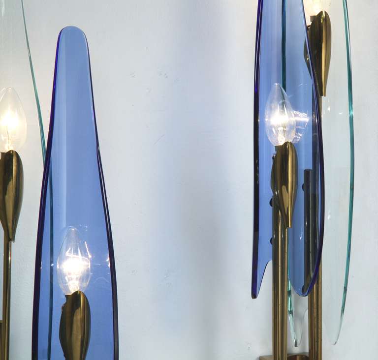 Mid-20th Century Exceptional Pair of Fontana Arte Dalia Wall Sconces by Max Ingrand