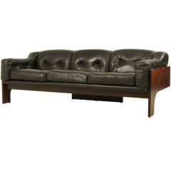 Claudio Salocchi 'Oriolo' sofa in rosewood and leather