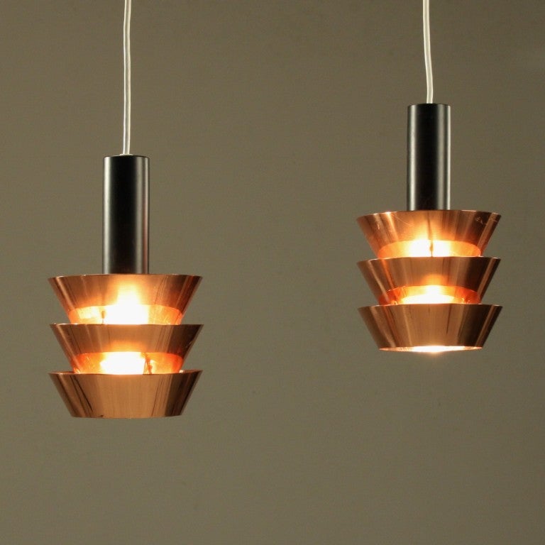 Pair New Old Stock Rare Copper Pendants by Tapio Wirkkala