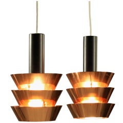 Pair New Old Stock Rare Copper Pendants by Tapio Wirkkala