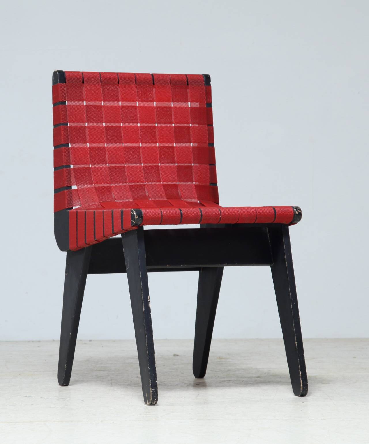 American Klaus Grabe Chair with Red Webbing, USA, 1950s For Sale