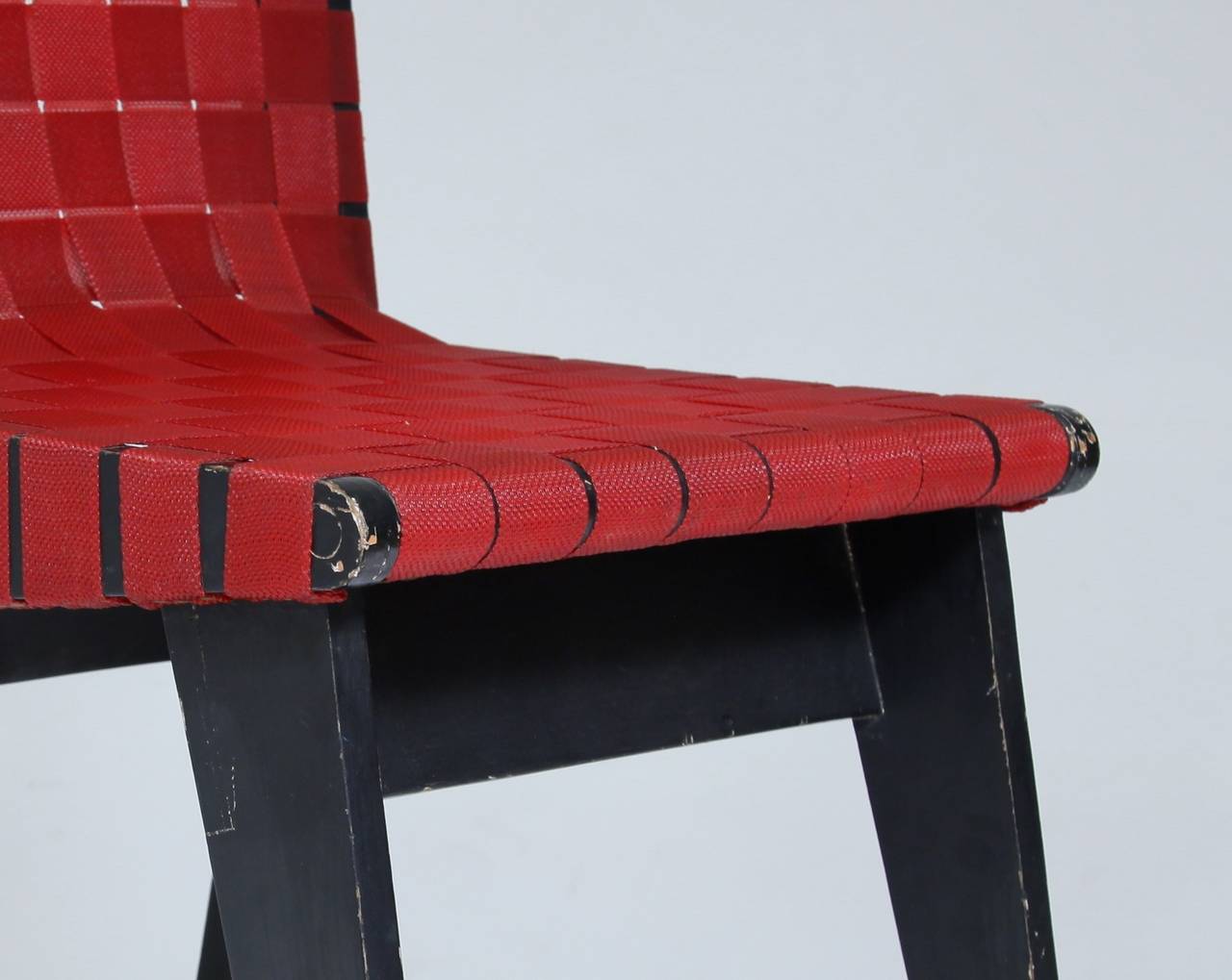 Mid-Century Modern Klaus Grabe Chair with Red Webbing, USA, 1950s For Sale
