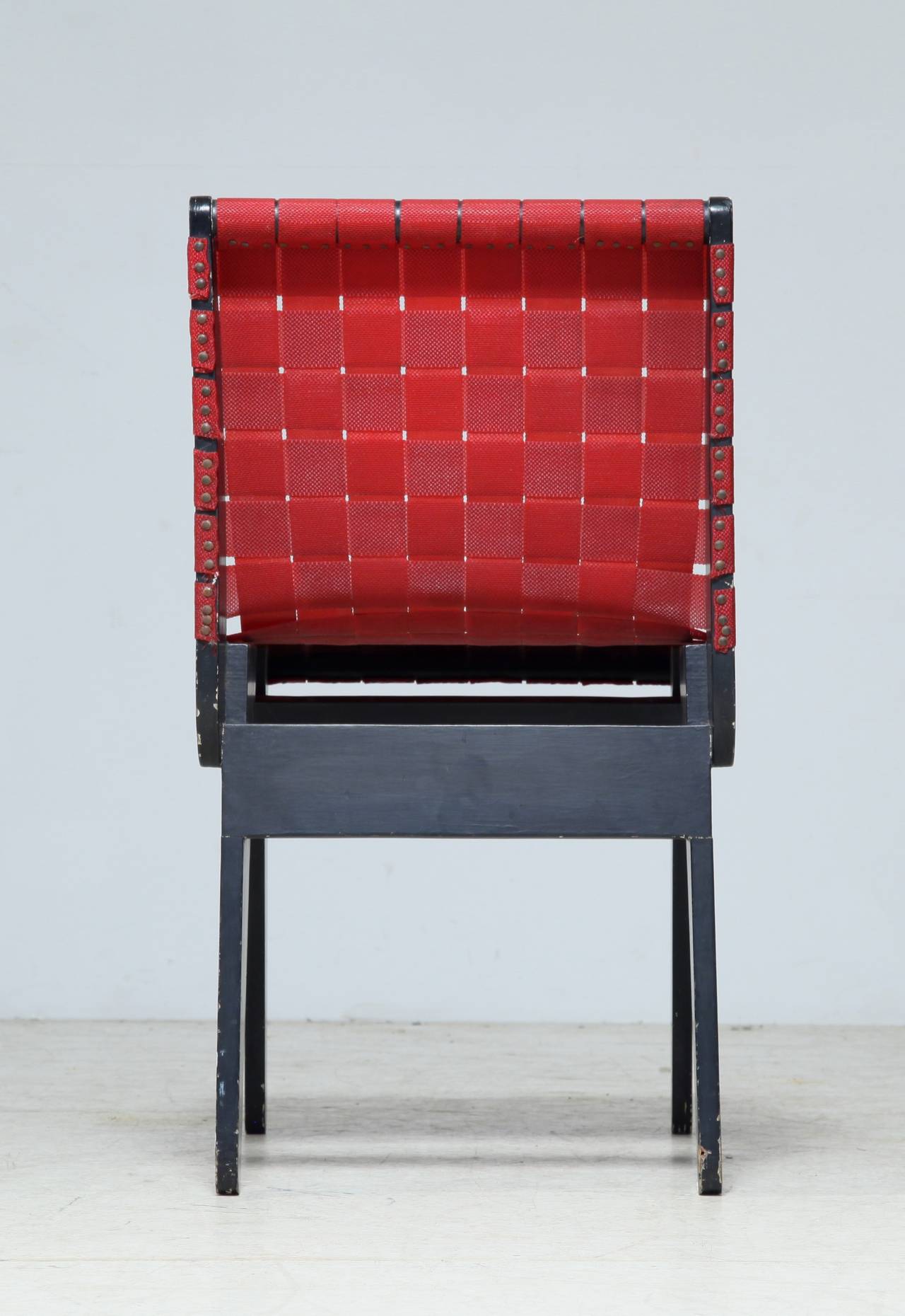 Mid-20th Century Klaus Grabe Chair with Red Webbing, USA, 1950s For Sale