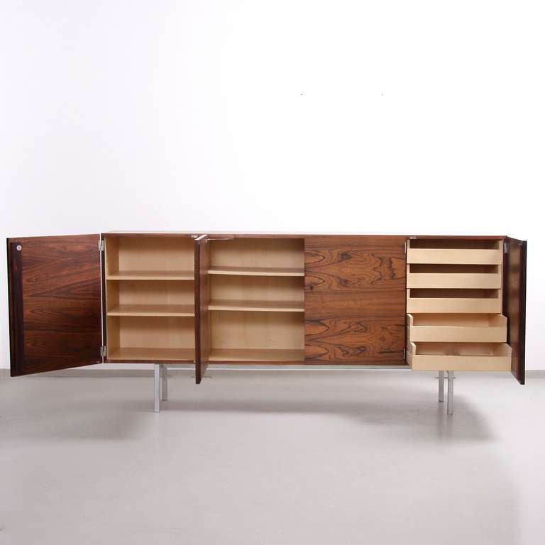 Rare Sideboard by Herbert Hirche for Holzäpfel KG in bookmatched rosewood