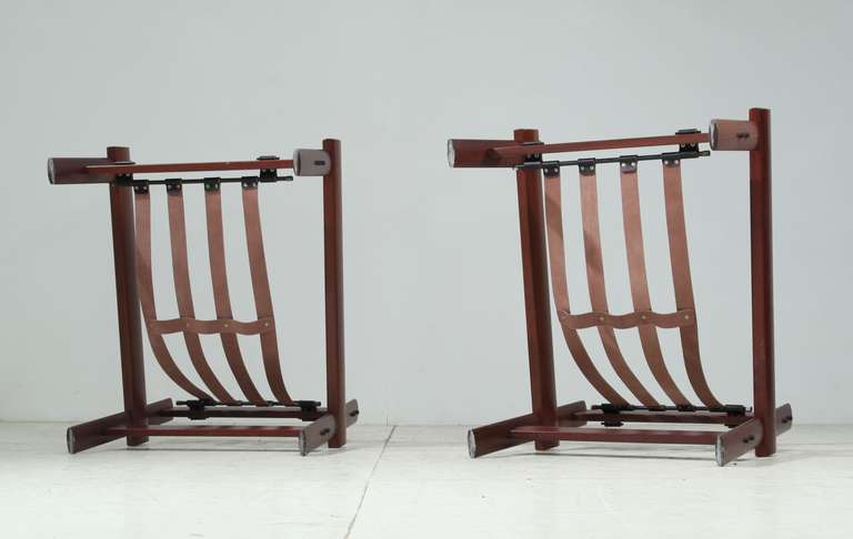 Rosewood Pair of Percival Lafer Side Chairs with Removable Headrests