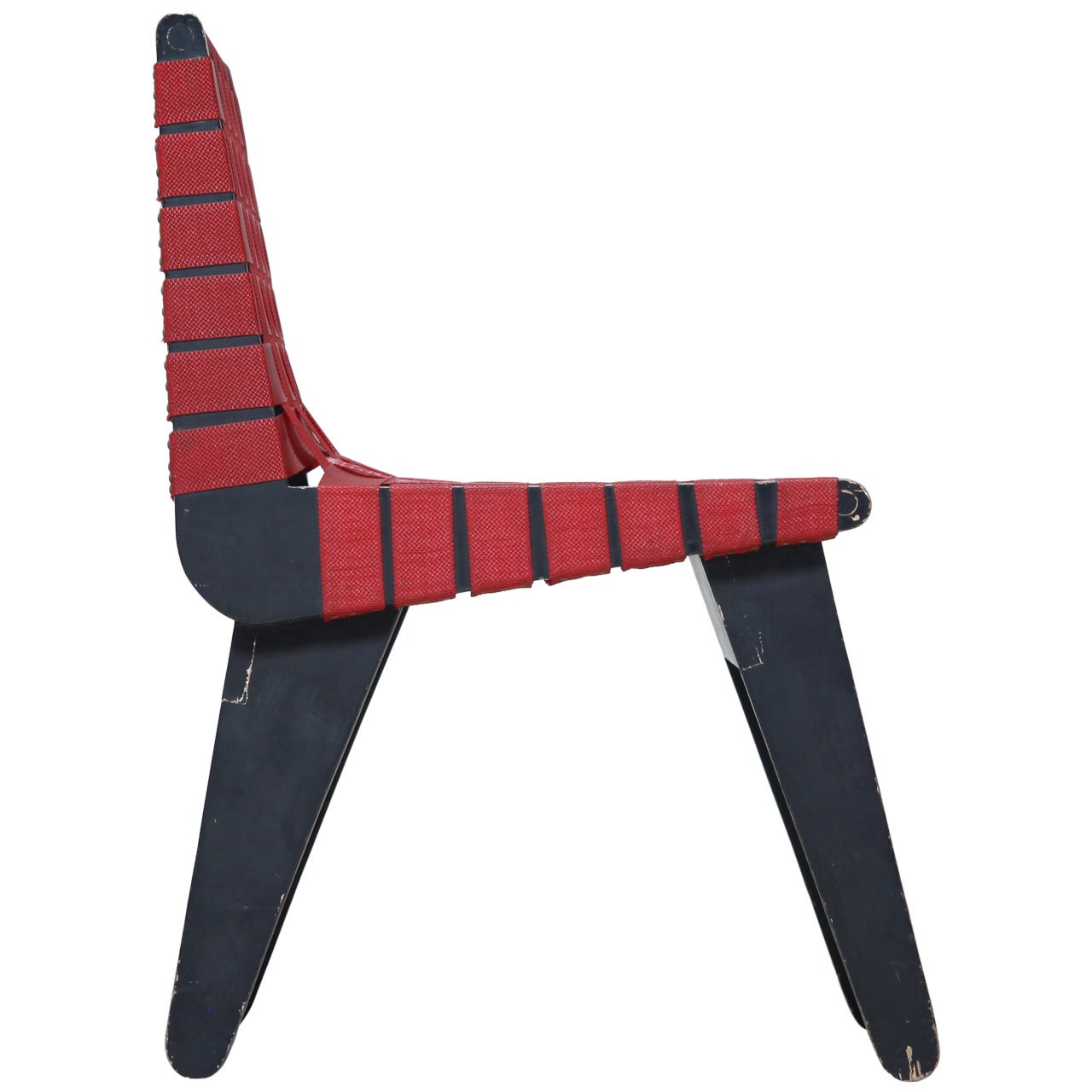 Klaus Grabe Chair with Red Webbing, USA, 1950s For Sale