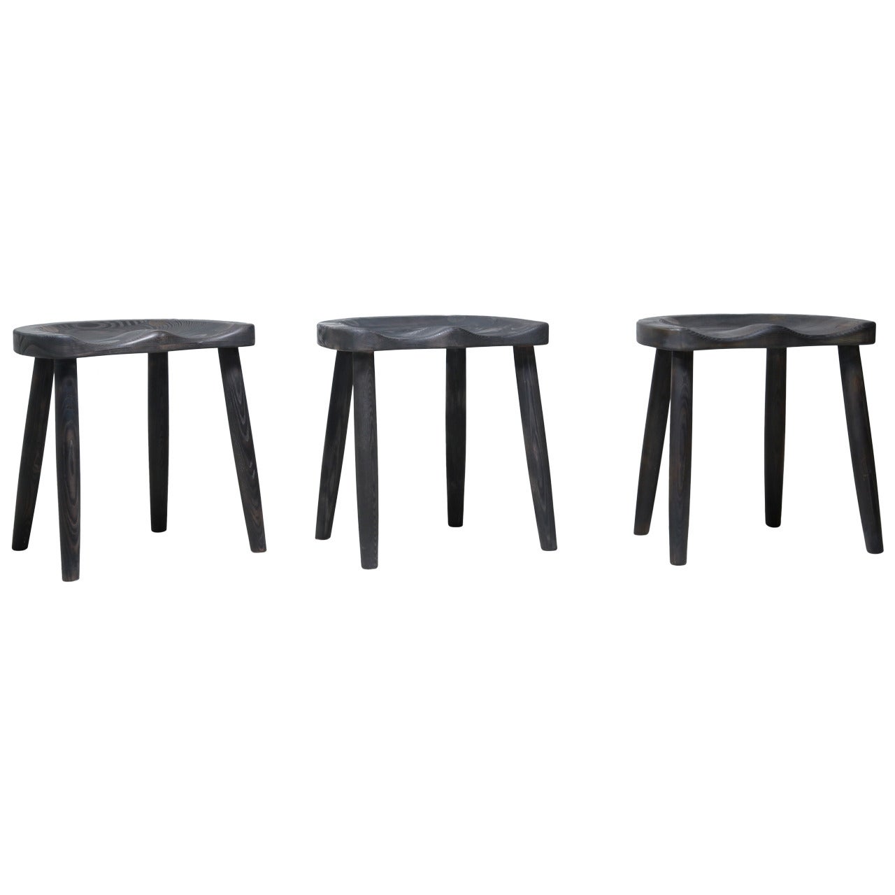Studio Stools in Blackened Wood by Robert Roakes, USA, 1970s For Sale