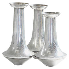 Joint Set of Three Silver Plated Vases in the Style of Sabatini 11