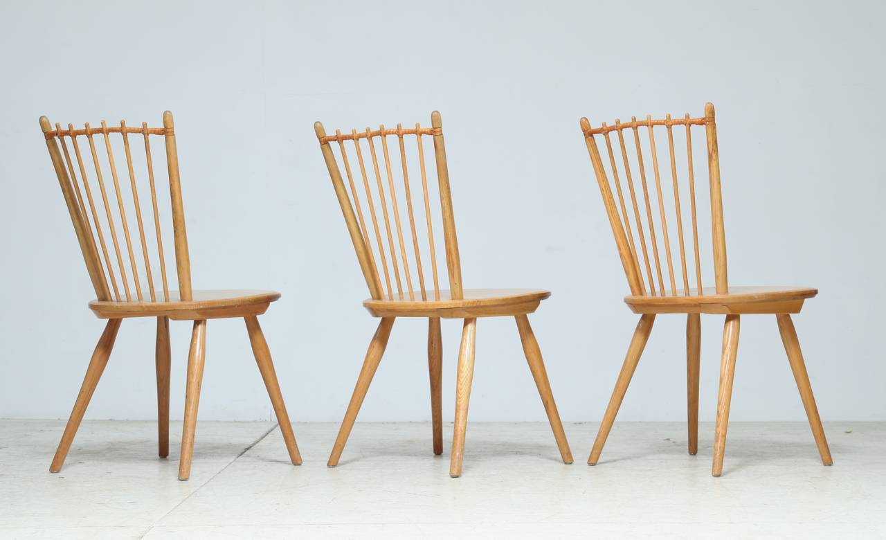 Set of Three Arts and Crafts Chairs by Albert Haberer In Good Condition For Sale In Maastricht, NL