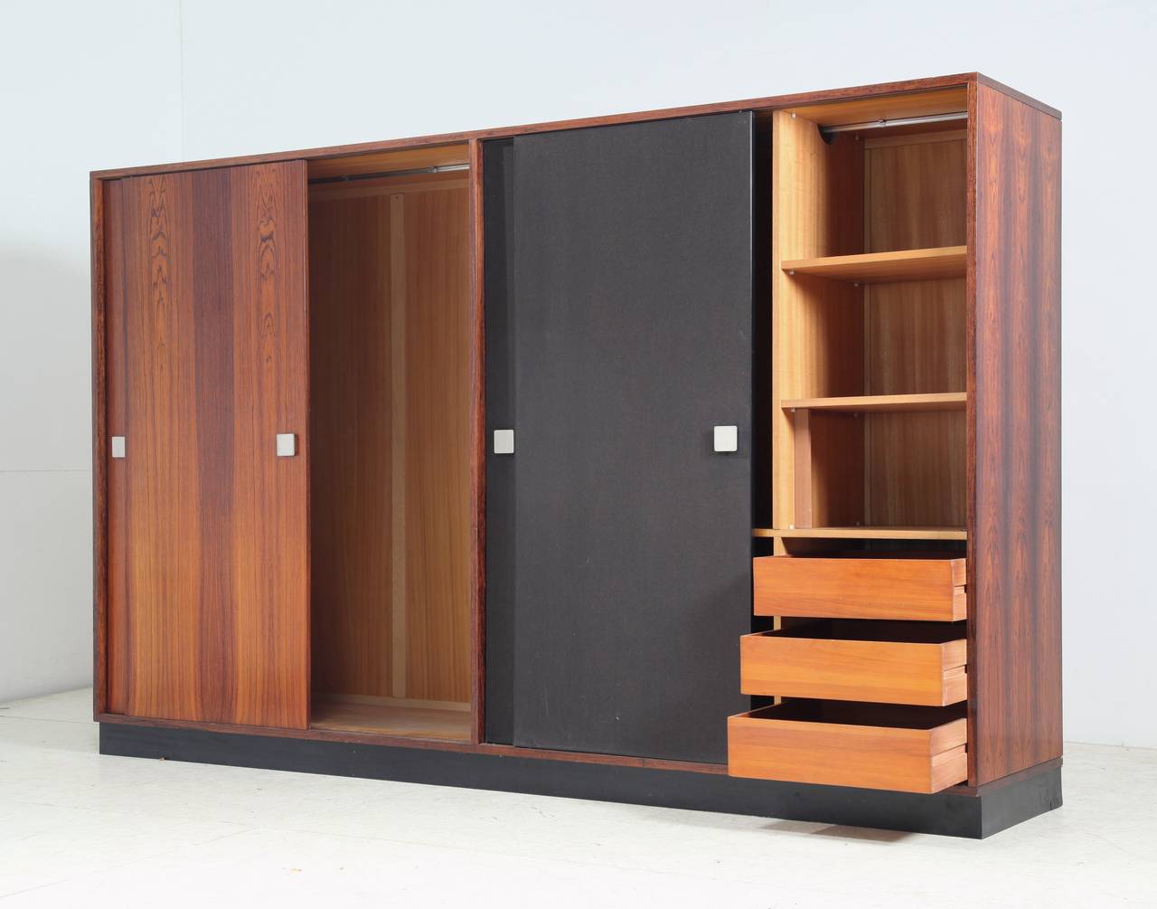 Mid-20th Century Large Wardrobe in Rosewood by Alfred Hendrickx