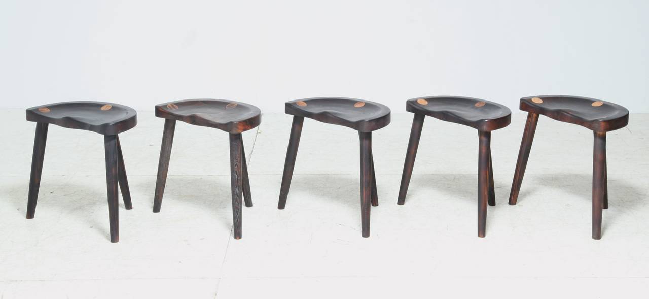 American Robert Roakes Handcrafted Tripod Studio Stools, USA, 1970s For Sale