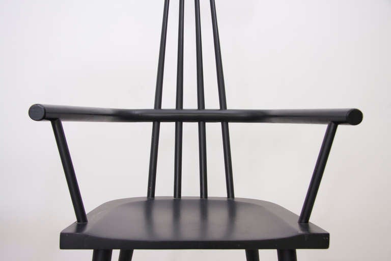 Mid-20th Century Pair of Paul McCobb High Back Windsor Chairs in Black