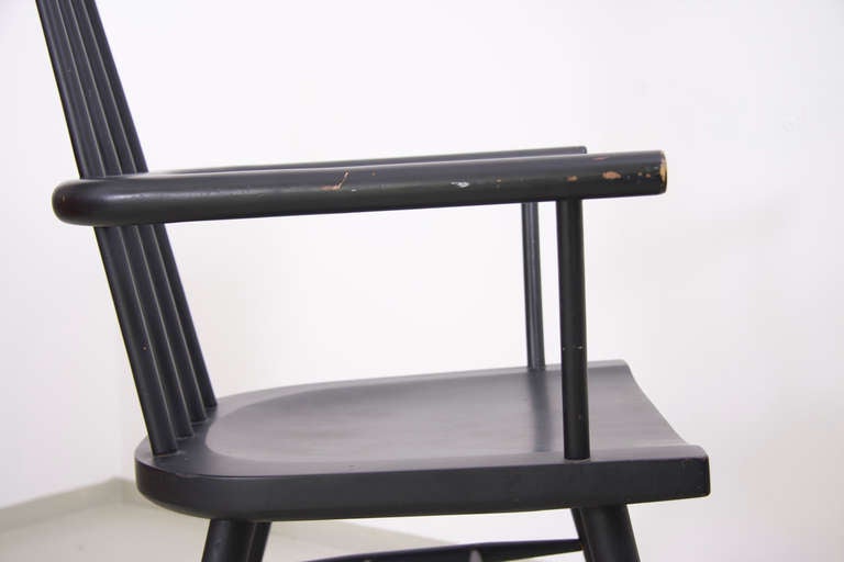 Wood Pair of Paul McCobb High Back Windsor Chairs in Black