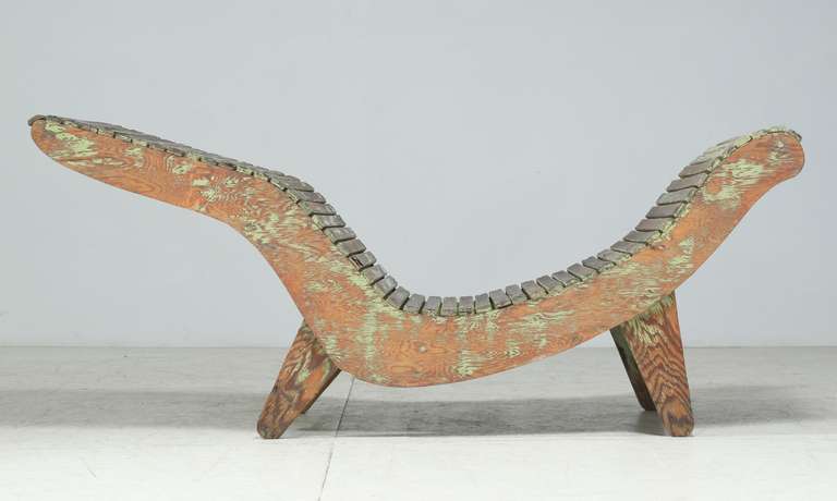 Wood slat C5 lounge chair by Klaus Grabe