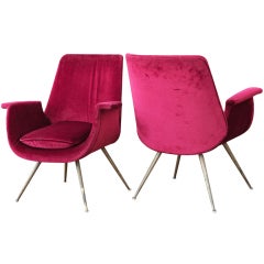 Pair dark red Rinaldi sidechairs for Rima