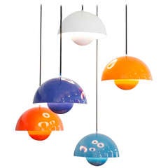 Vintage Set of 5 Verner Panton Flower Pot Lamps