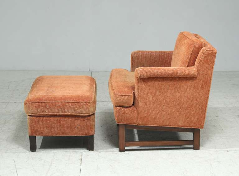Mid-20th Century Edward Wormley Lounge Chair with Ottoman For Sale