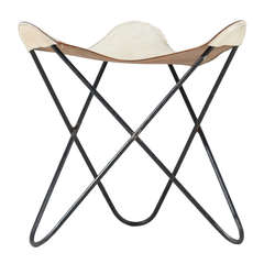 White Leather Butterfly Stool