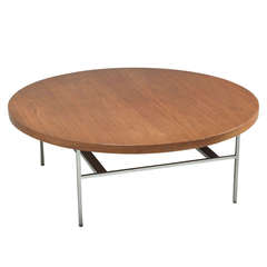 Large Round George Nelson Coffee Table in Walnut