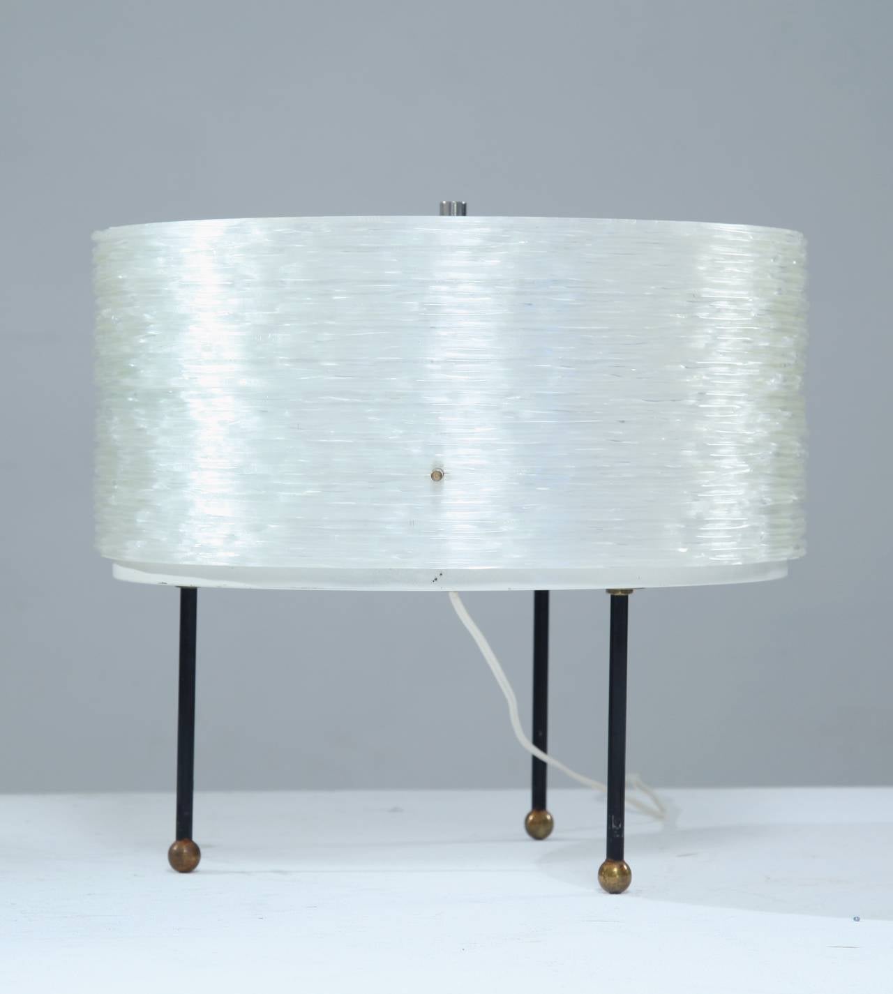 Mid-Century Modern Round Perspex Table Lamp by Arlus, France, 1950s For Sale
