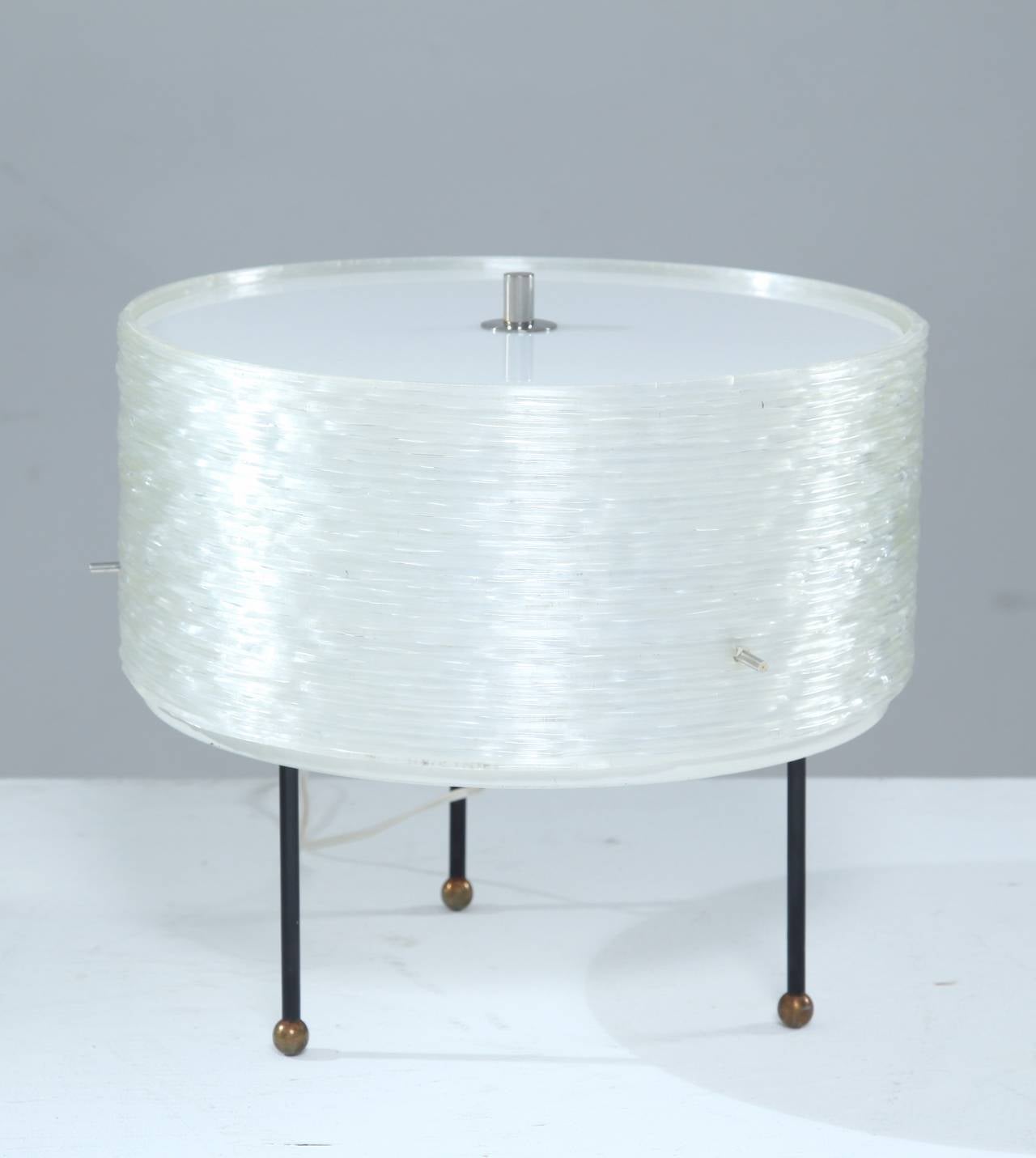 French Round Perspex Table Lamp by Arlus, France, 1950s For Sale