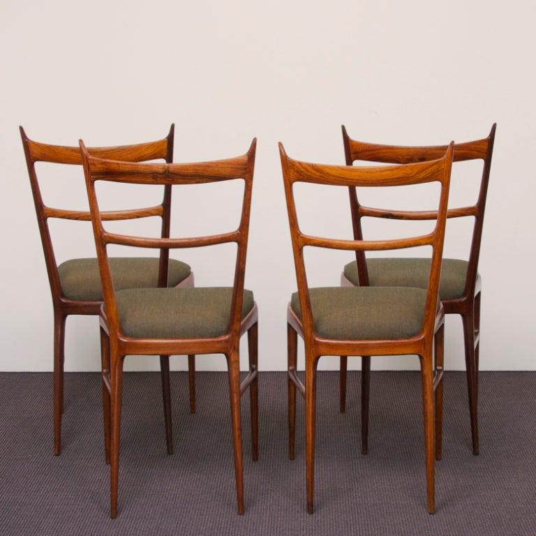 Italian Set of 4 Carlo de Carli Dining Chairs in Rosewood