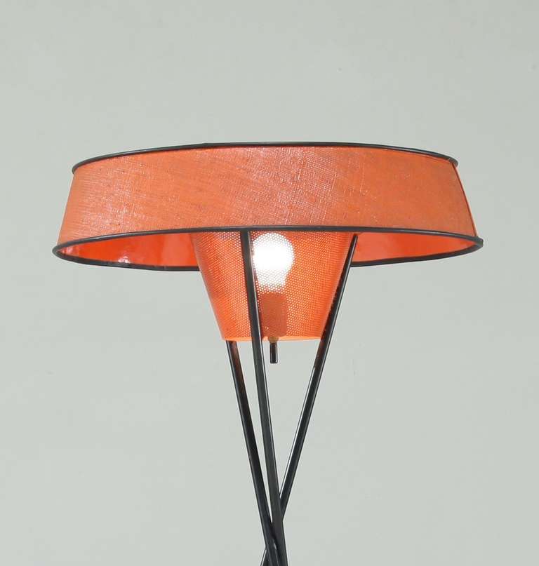 Iron A 1950s Gerald Thurston Tripod Floor Lamp for Lightolier