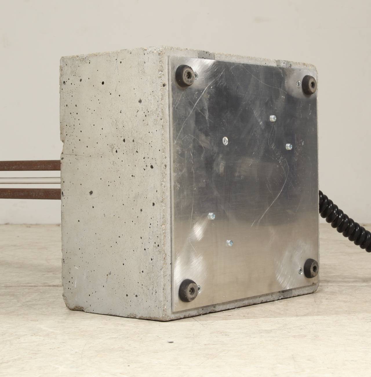 Late 20th Century Pentagon Concrete and Steel Neon Floor Lamp by Gerd Arens, Germany, 1980s For Sale