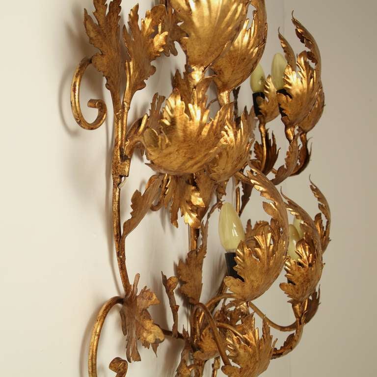 Extra Large 1970s Gold Leaf Wall Applique For Sale 2