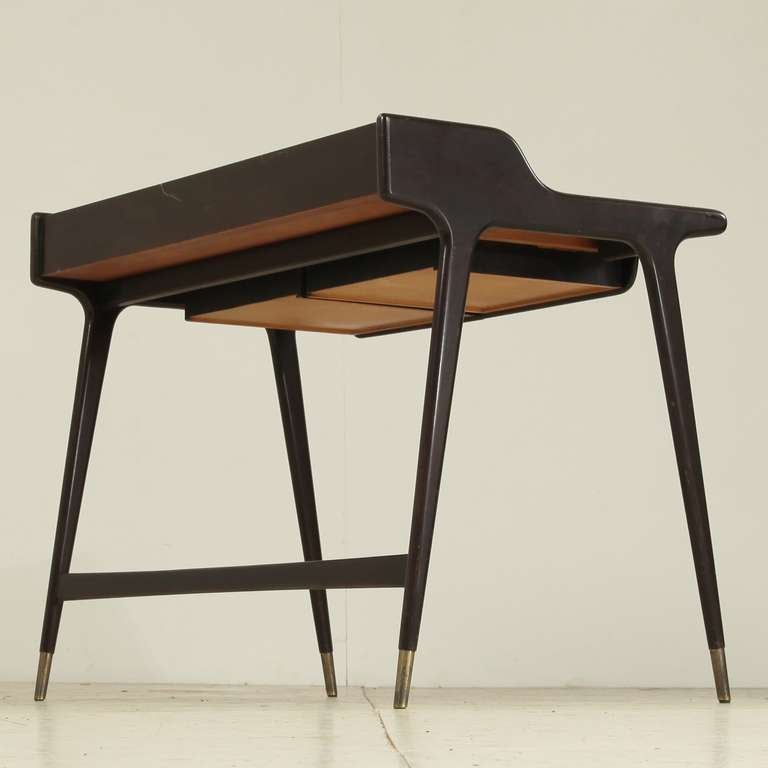 Mid-Century Modern 1950s Black Freestanding Ladies Desk by German Architect Reinhold Stotz