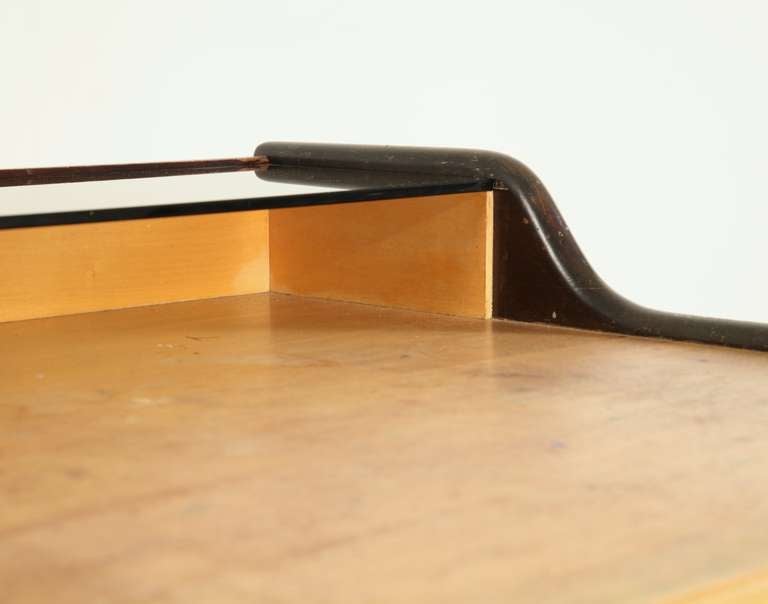 Brass 1950s Black Freestanding Ladies Desk by German Architect Reinhold Stotz