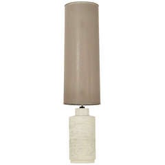 Off-white Ceramic Floor Lamp With Large Cylindric Shade, 1970s 7