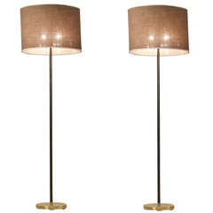 Pair Kalmar Floor Lamps With Oval Shade And Leather Covered Stem, Austria 5