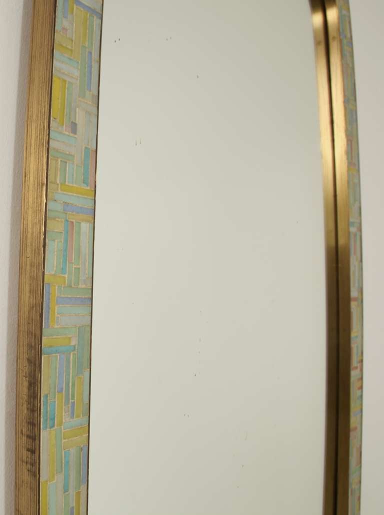 1950s Waldemar Schuster brass and glass Mosaik hallway or dressing mirror In Excellent Condition In Maastricht, NL