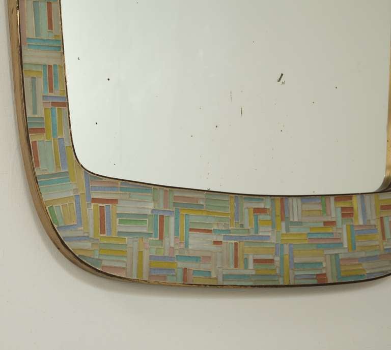 Mid-20th Century 1950s Waldemar Schuster brass and glass Mosaik hallway or dressing mirror