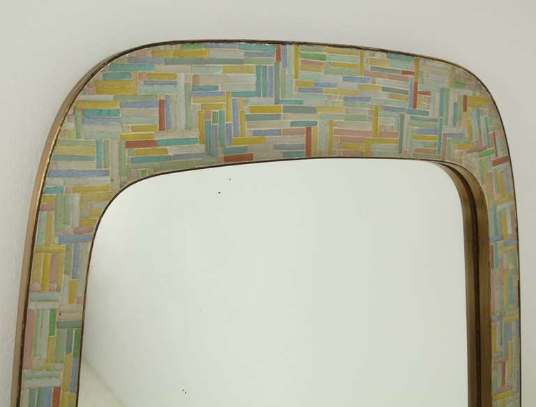 1950s Waldemar Schuster brass and glass Mosaik hallway or dressing mirror 1