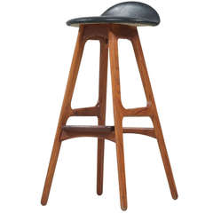 Erik Buck OD61 Bar Stool for Oddense Maskinsnedkeri with Label