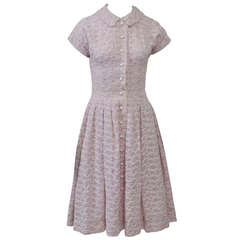 Vintage Embroidered Lavender 1950s Summer Dress