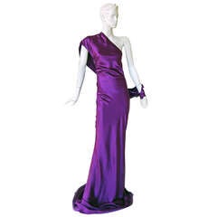 Alexander McQueen Drop Shoulder Violet Grecian Gown