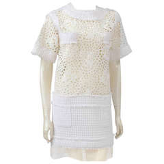 Chanel Tweedkleid aus Guipure und Baumwolle