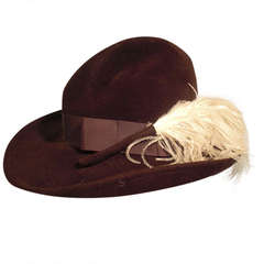 Vintage 1970s Betmar Wide Brimmed Fedora w/ Ostrich Feather