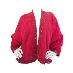 Vintage c1982 Hot Pink Suede Studded Halston Jacket