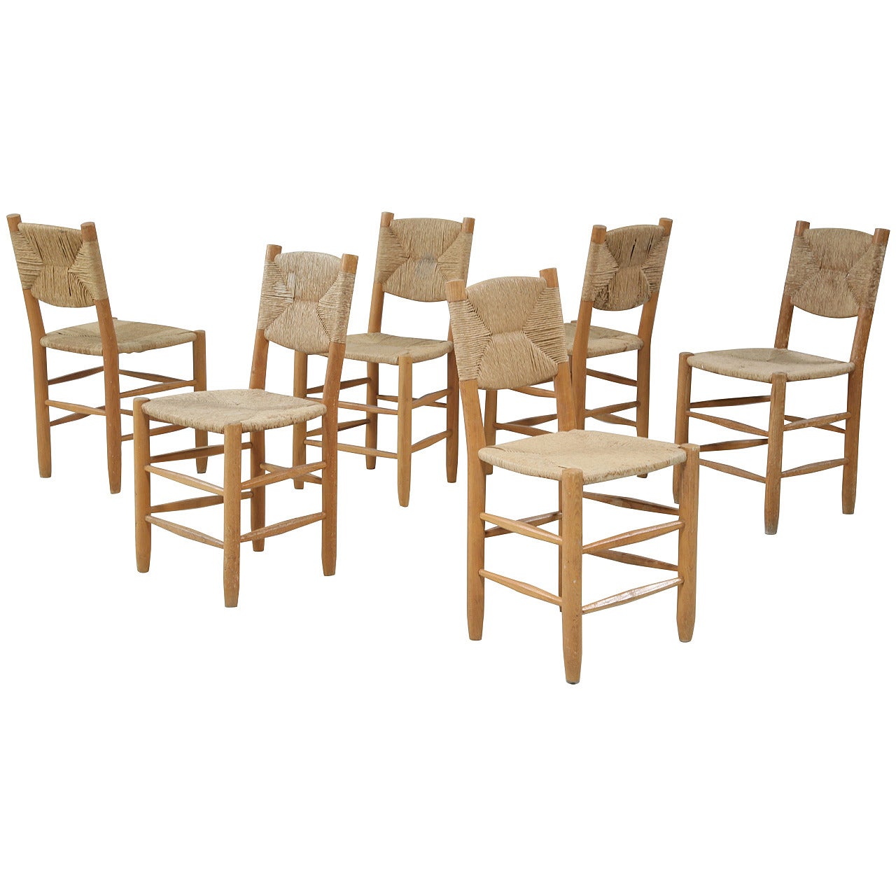 Six Charlotte Perriand Bauche Chairs For Sale