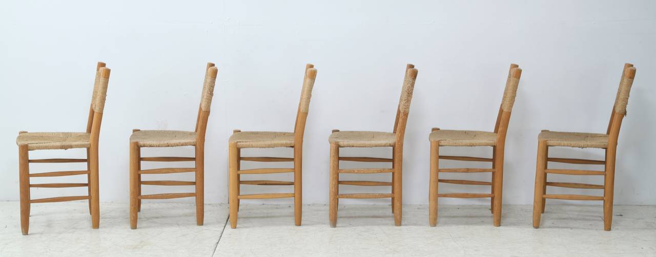 Mid-Century Modern Six Charlotte Perriand Bauche Chairs For Sale