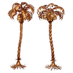Pair Golden Palm Tree Lamps by Hans Kögl
