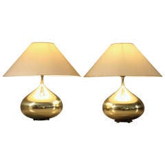 Pair 1960s Brass Table Lamps, Finland