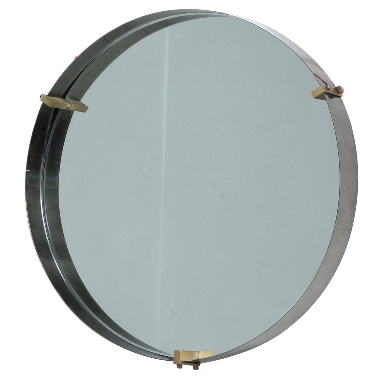 Round Brass Minimalist Mirror, Italy, 1950s For Sale