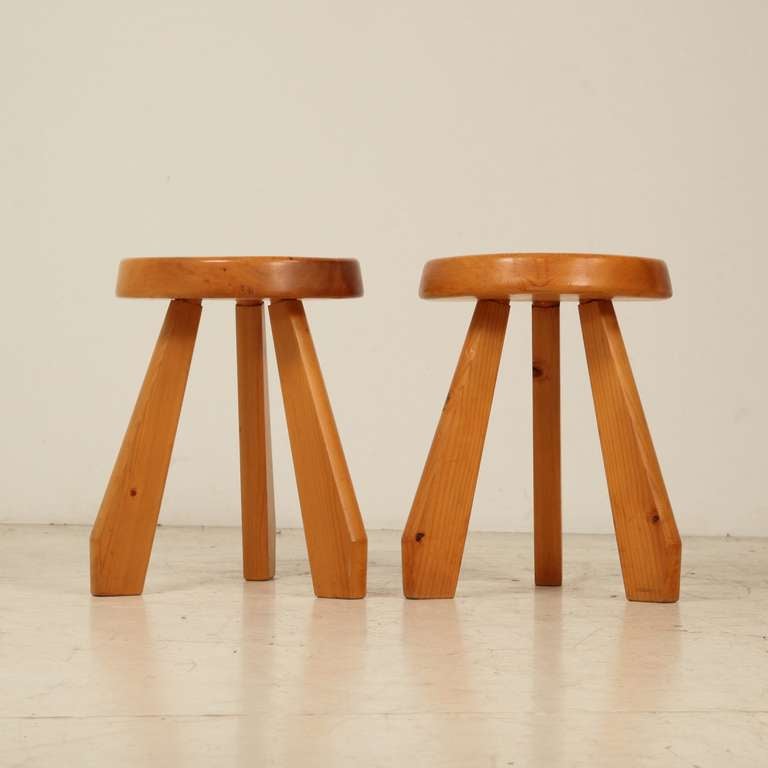 Pair of stools designed by Charlotte Perriand for Laboratoires Sandoz.